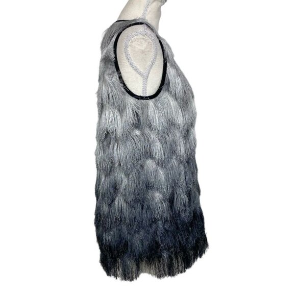 VICOLO SILVER FRINGED PARTY COCKTAIL BURLESQUE TANK TOP - S - Picture 2 of 8
